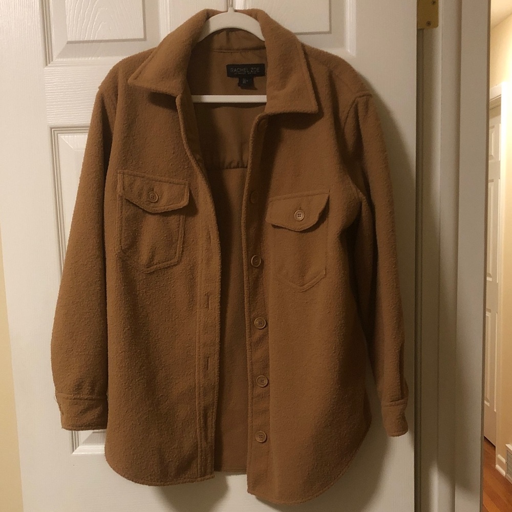 Womens Shacket Shirt Jacket by Rachel Zoe sz L camel